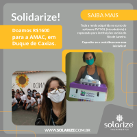 SOLIDARIZE! Doamos R$ 1600 para a AMAC em Duque de Caxias, provenientes dos cursos PV*SOL