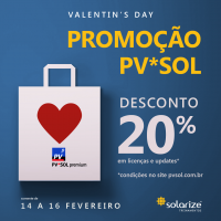 SÓ ATÉ TERÇA: até 28% no PV*SOL em compra e update - Desconto Valentine´s Day