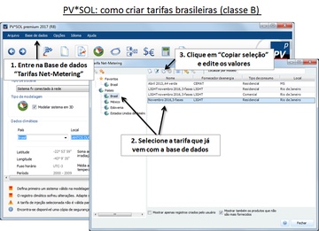 Como criar tarifas brasileiras no software PV*SOL