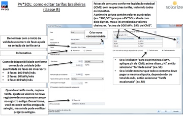 Como editar tarifas brasileiras no software PV*SOL